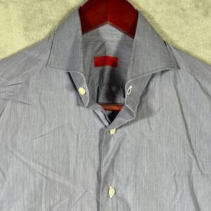 Isaia Napoli Shirt Mens 15.5 39 Blue Long‎ Sleeve Button Up